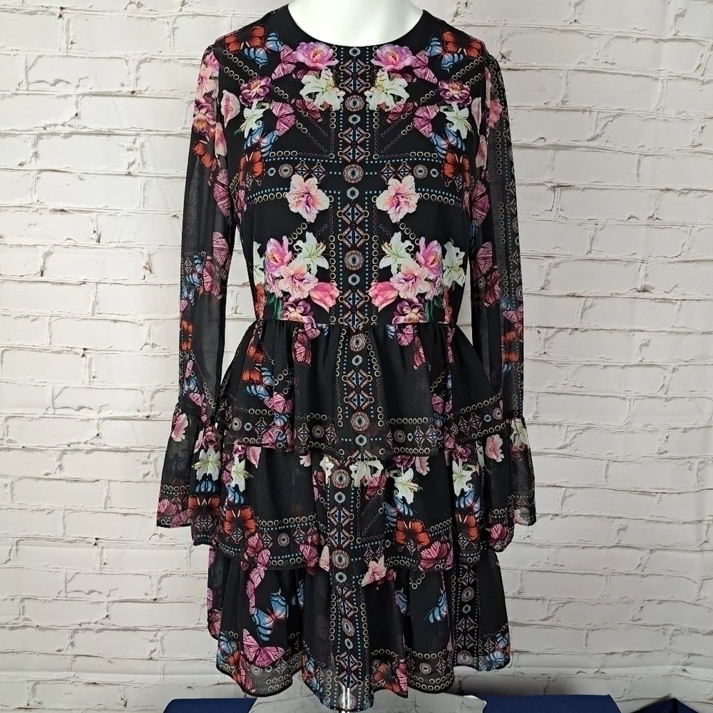 𝅺BEBE Print Ruffle Tiered‎ Dress - Picture 5 of 16